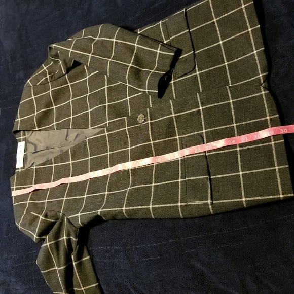 Evan Picone Window Pane Pattern Collarless Jacket A Single-Button Closure - Picture 7 of 8